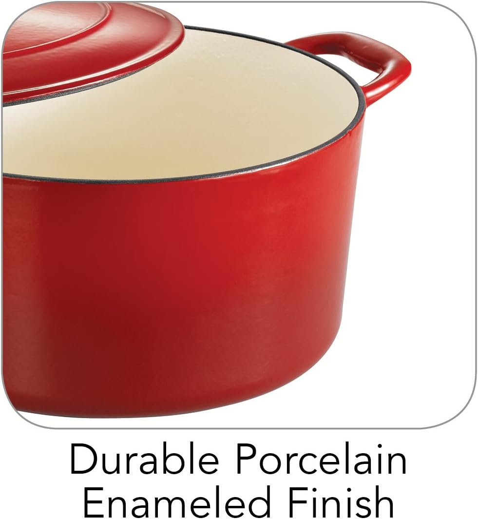 Gradated Red Enameled Cast Iron 6.5-Quart Covered Round Dutch Oven X242024