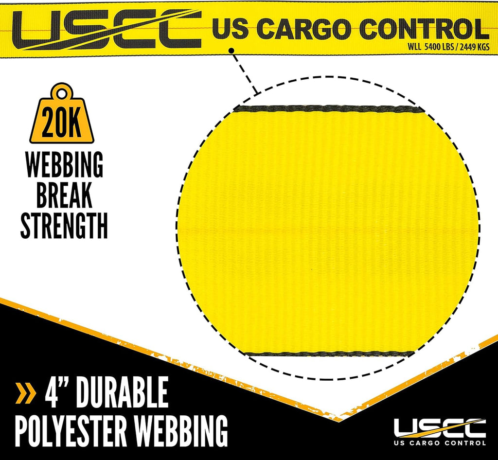 4 Inch x 11 Inch Yellow Fixed End with Ratchet and Flat Hook W475