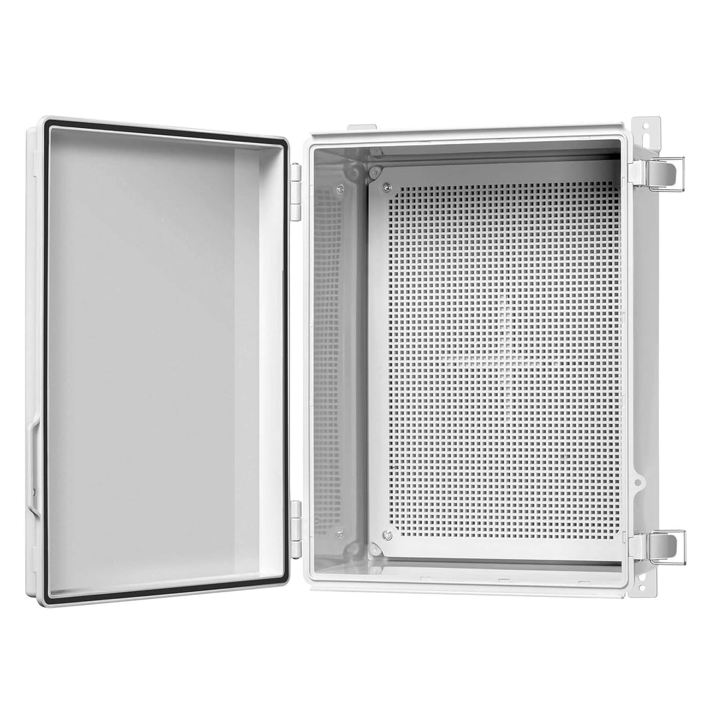 IP67 Waterproof Hinged Cover Plastic Junction Box with Mounting Plate 400×300×180mm E644014
