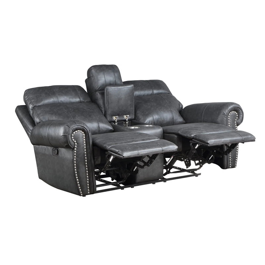 Gray Faux Leather 2-Piece Reclining Sofa Set K840