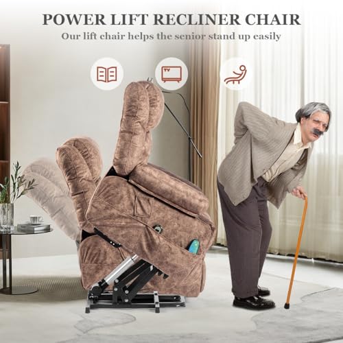 Fabric Power Lift Recliner Chair with Heat and Massage P284575