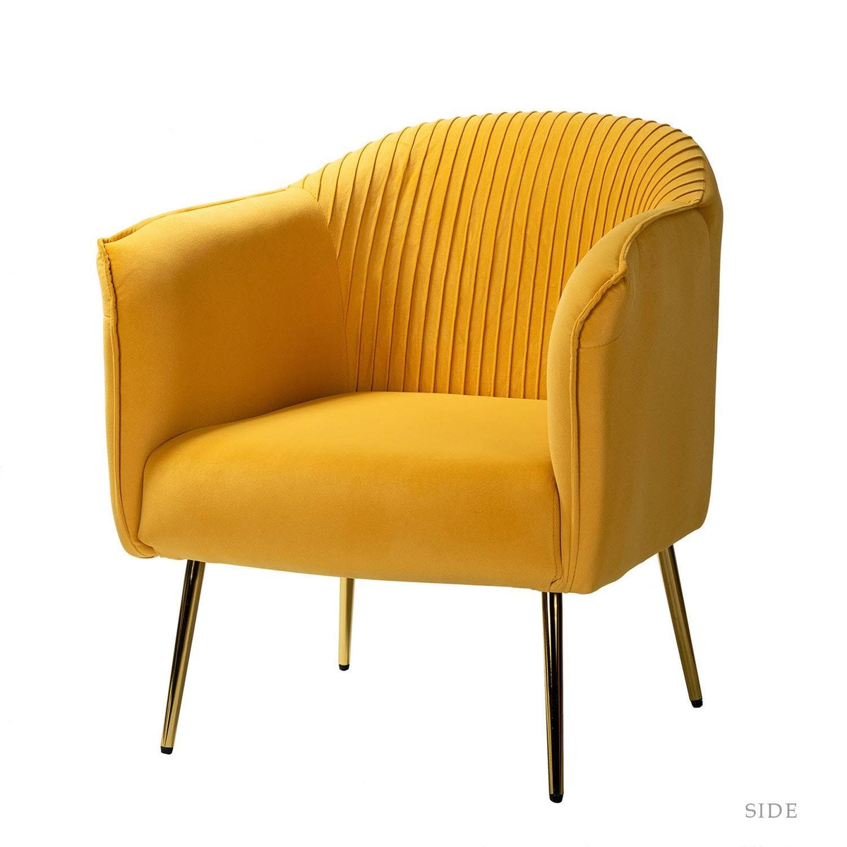 Mustard Upholstered Barrel Chair with Golden Base B304