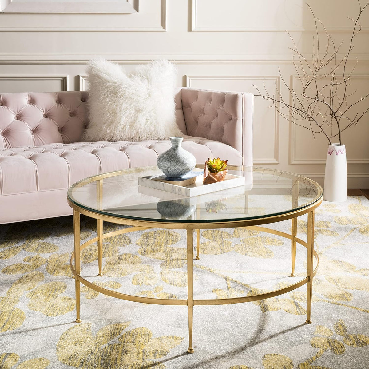 Antique Gold Glass Cocktail Table R33103