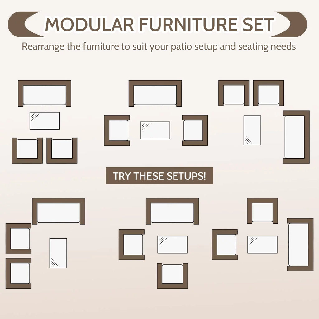 4 Piece Wicker Patio Conversation Furniture Set with Glass-Top Coffee Table & Gray Cushions T79435