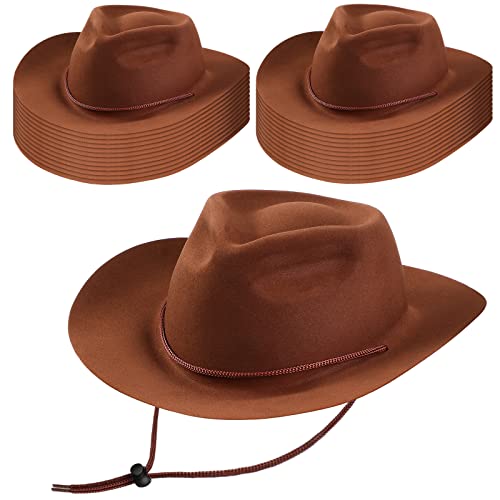 24 Pieces Disposable Plastic Cowboy Hat Set Felt Wide Brimmed L828479