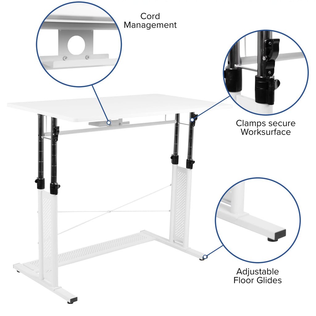 Height Adjustable Sit to Stand Home Office Desk White J528946