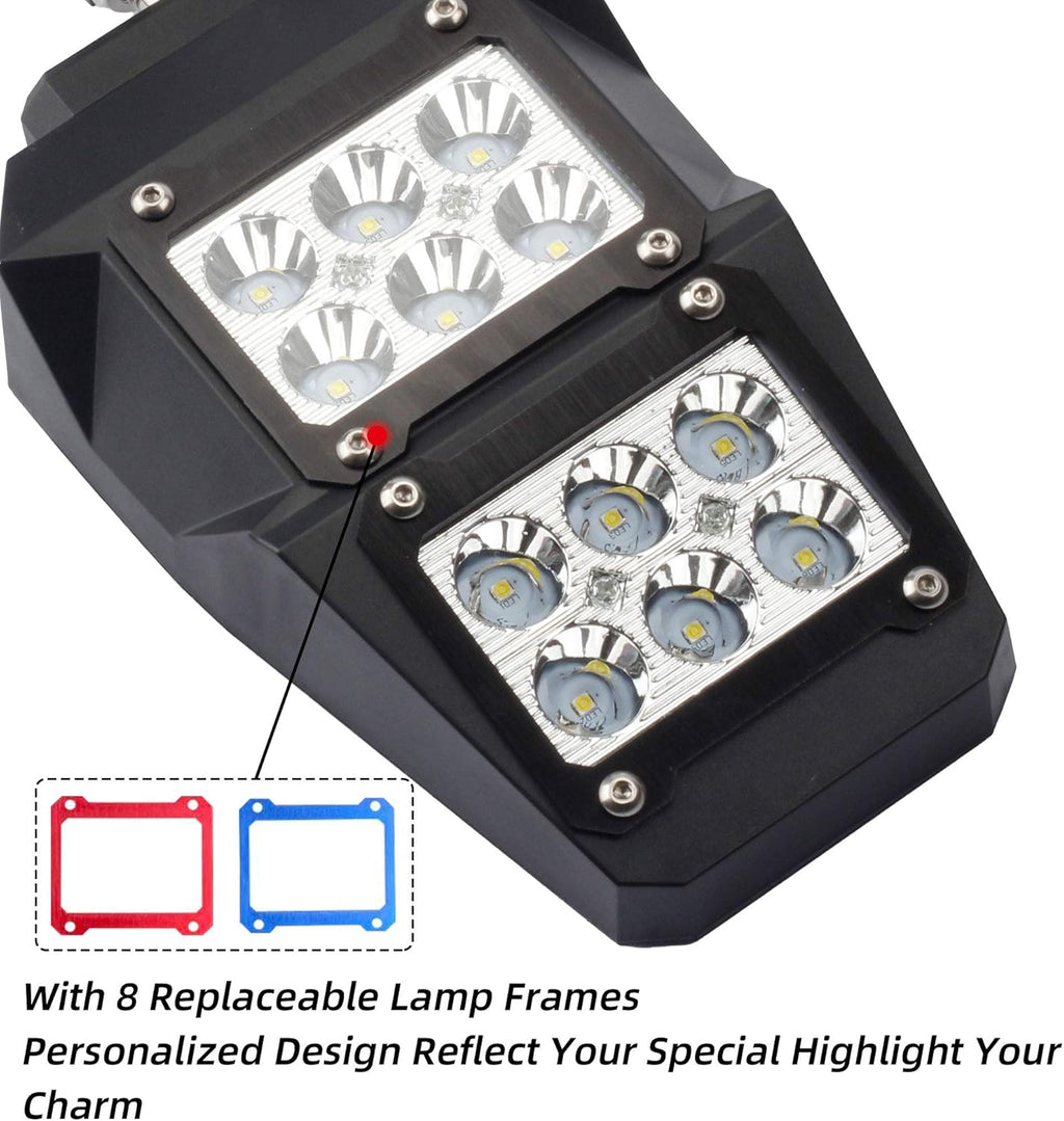 UTV Side Rear View Mirrors With LED Lamp for 1.75 - 2 Diameter Round Tube Roll Cages A4478