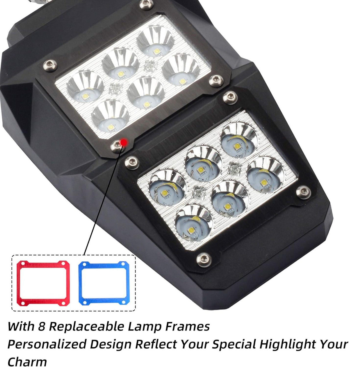 UTV Side Rear View Mirrors With LED Lamp for 1.75 - 2 Diameter Round Tube Roll Cages A4478