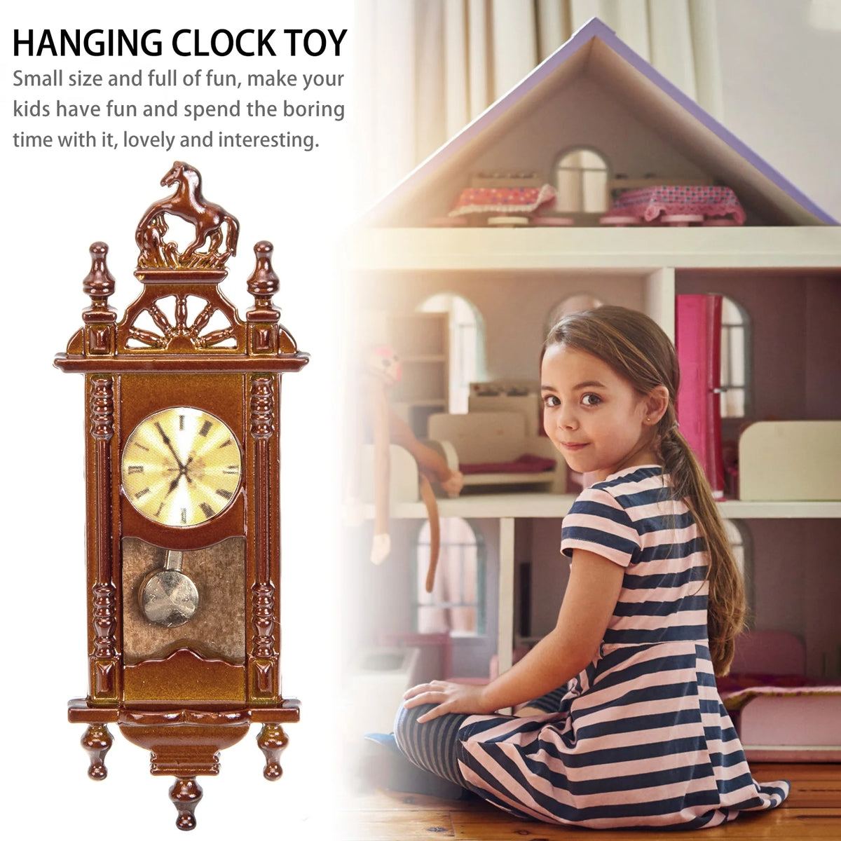 Metal Dollhouse Hanging Clock Toy Doll Furniture R45613