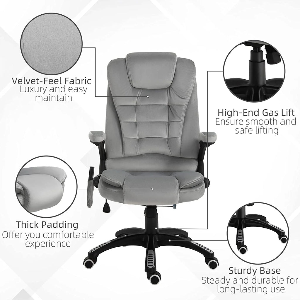 Gray Velvet Reclining Office Chair Y8258
