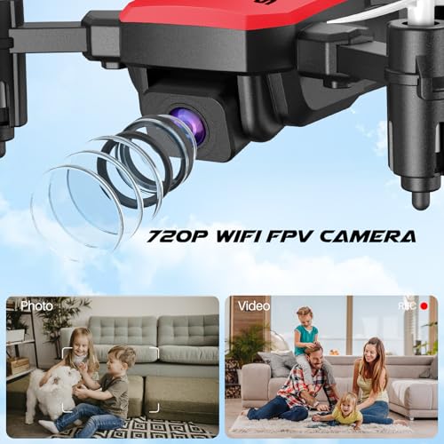 Mini Drone with Camera 720P HD FPV, Foldable RC Quadcopter with 2 Batteries Y724324
