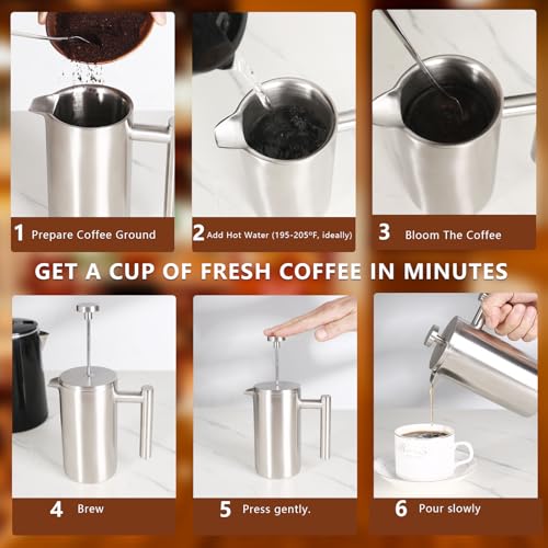 12 OZ Stainless Steel French Press Coffee Maker E54927