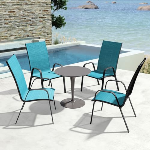 Set of 4 Beige Stackable Patio Dining Chairs Z39004