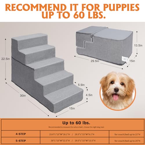 4-Step 18.1" H Folding Pet Stairs with Removable Washable Cover R239593