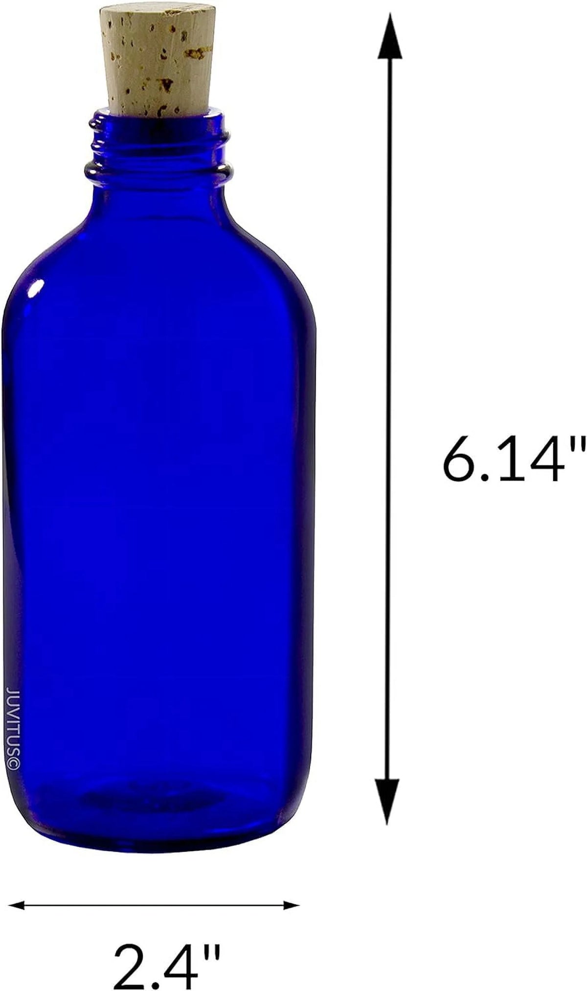 8 Oz Cobalt Blue Glass Bottle with Cork Stopper 4 Pack W99136