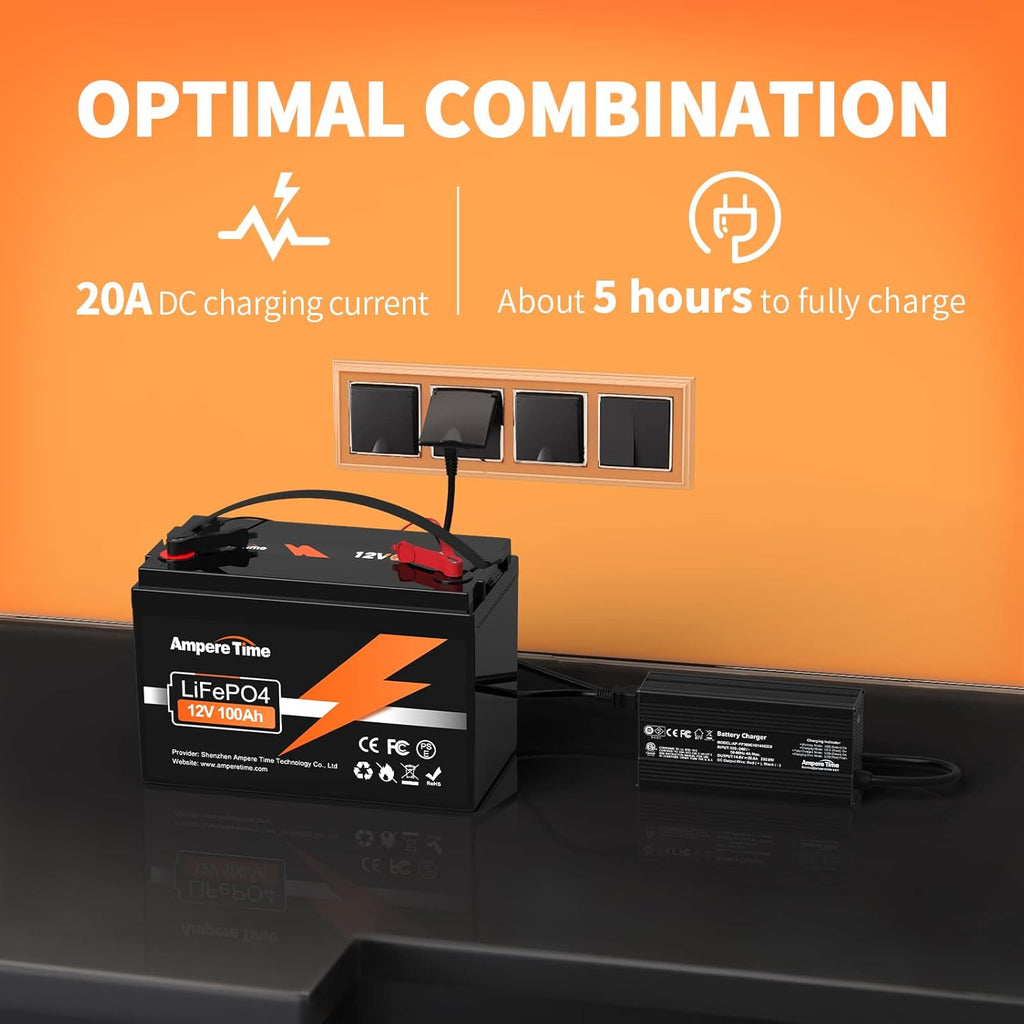 12V 100Ah LiFePO4 Battery with 20A Charger S4008