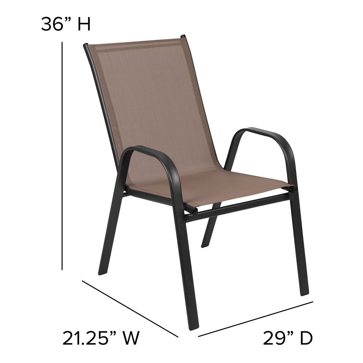 7 Piece Outdoor Patio Dining Set with 6 Brown Stack Chairs Y76755
