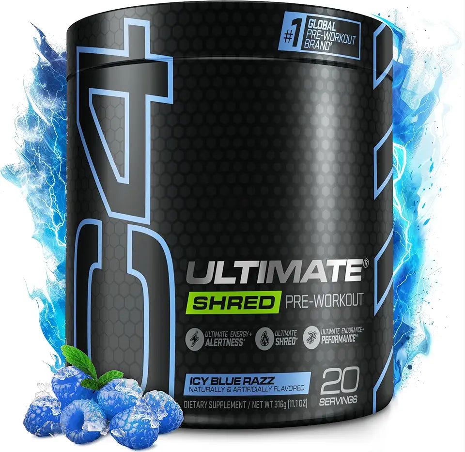 Icy Blue Razz Pre Workout Powder, 20 Servings J2224