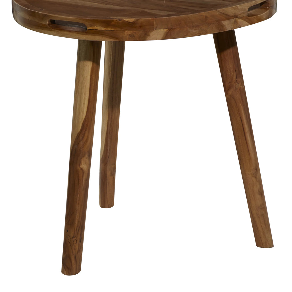 24" x 24" Brown Teak Wood Accent Table with Tripod Legs X94952