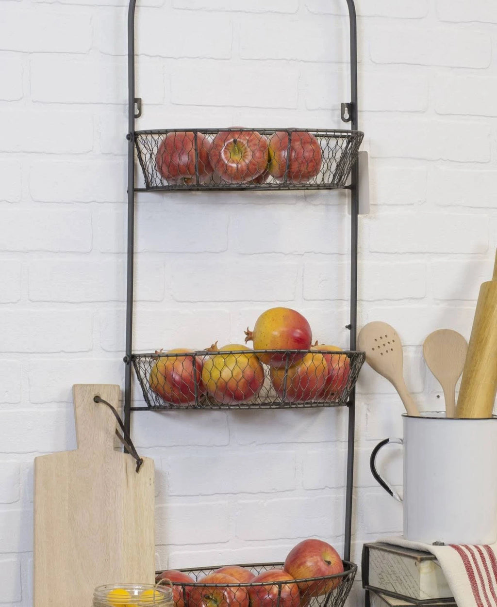 Black Metal Triple Wall Basket I94053