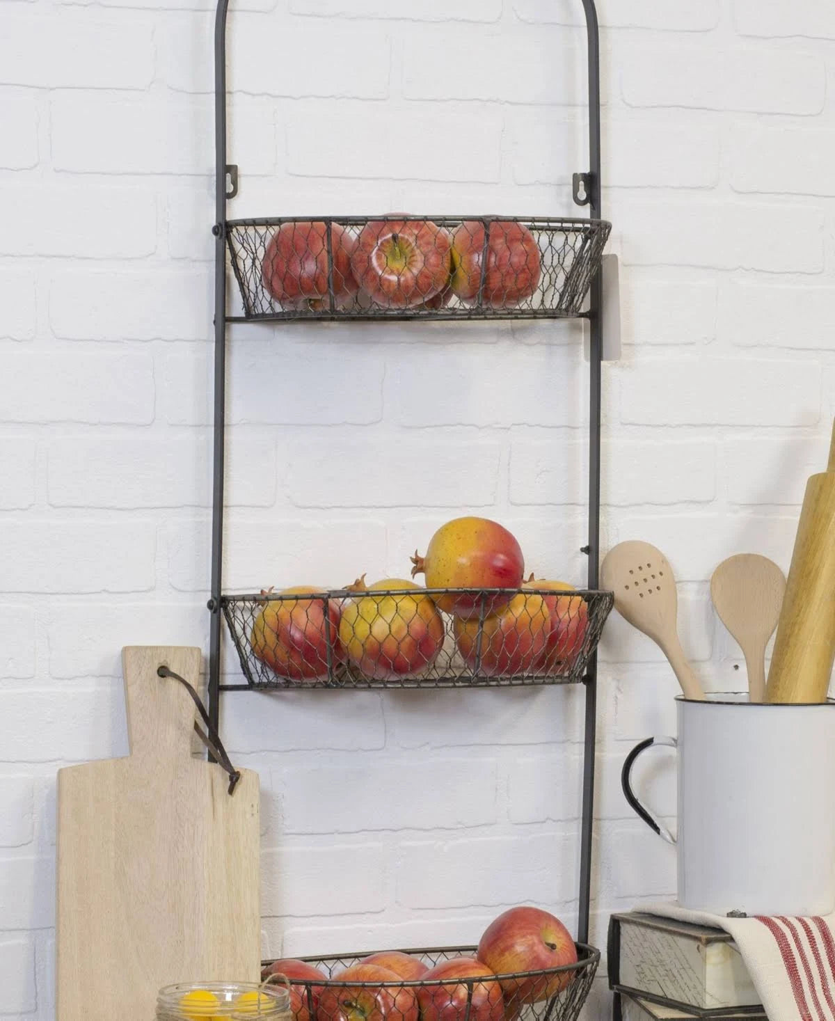 Black Metal Triple Wall Basket I94053