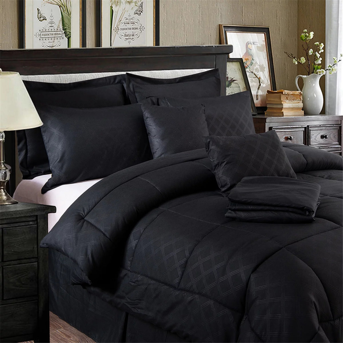 10 Piece Black King Bed in a Bag Comforter Set Q311706