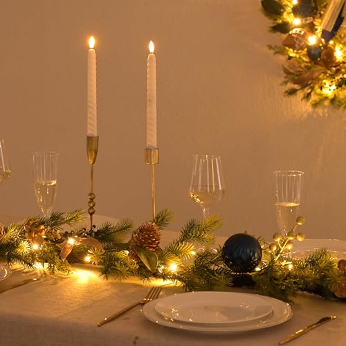 6Ft Prelit Christmas Garland with Pine Cone, Bow Ornaments (Green Gold) D83837
