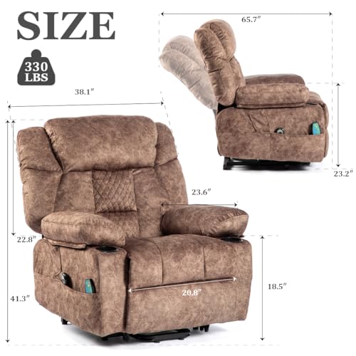 Fabric Power Lift Recliner Chair with Heat and Massage P284575
