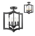 Semi Flush 4 Light Bronze Steel Candelabra Base Bulb 15 inch 240 Watt V2798