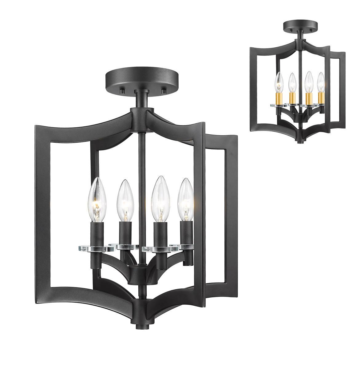 Semi Flush 4 Light Bronze Steel Candelabra Base Bulb 15 inch 240 Watt V2798