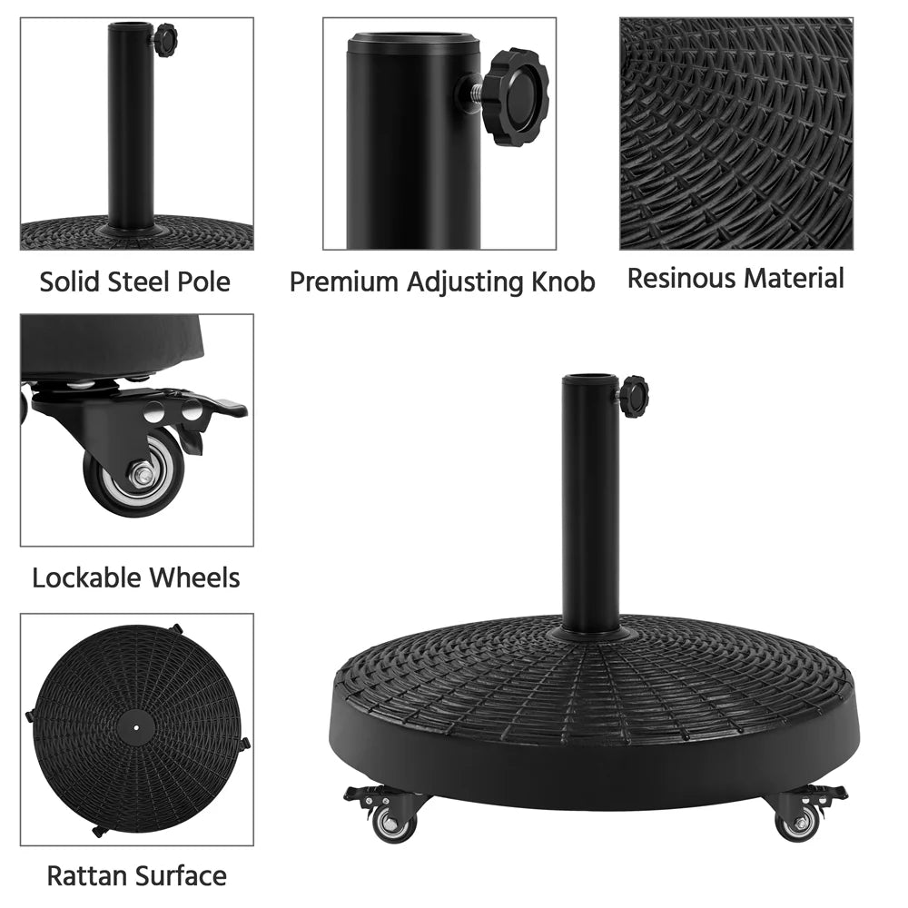 Black Umbrella Base Stand with Wheels Q428897