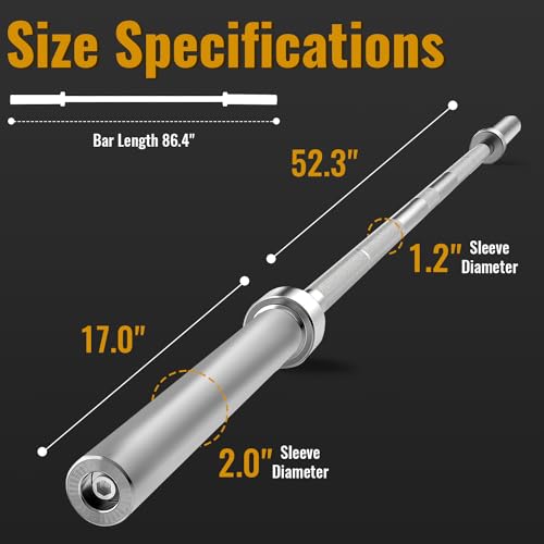 7Ft Olympic Barbell 700lbs Capacity Chrome 2Inch Diameter O81878