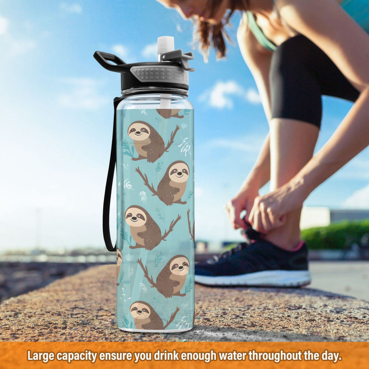 32oz Tritan Leakproof BPA Free Clear Water Bottle with Straw U2666