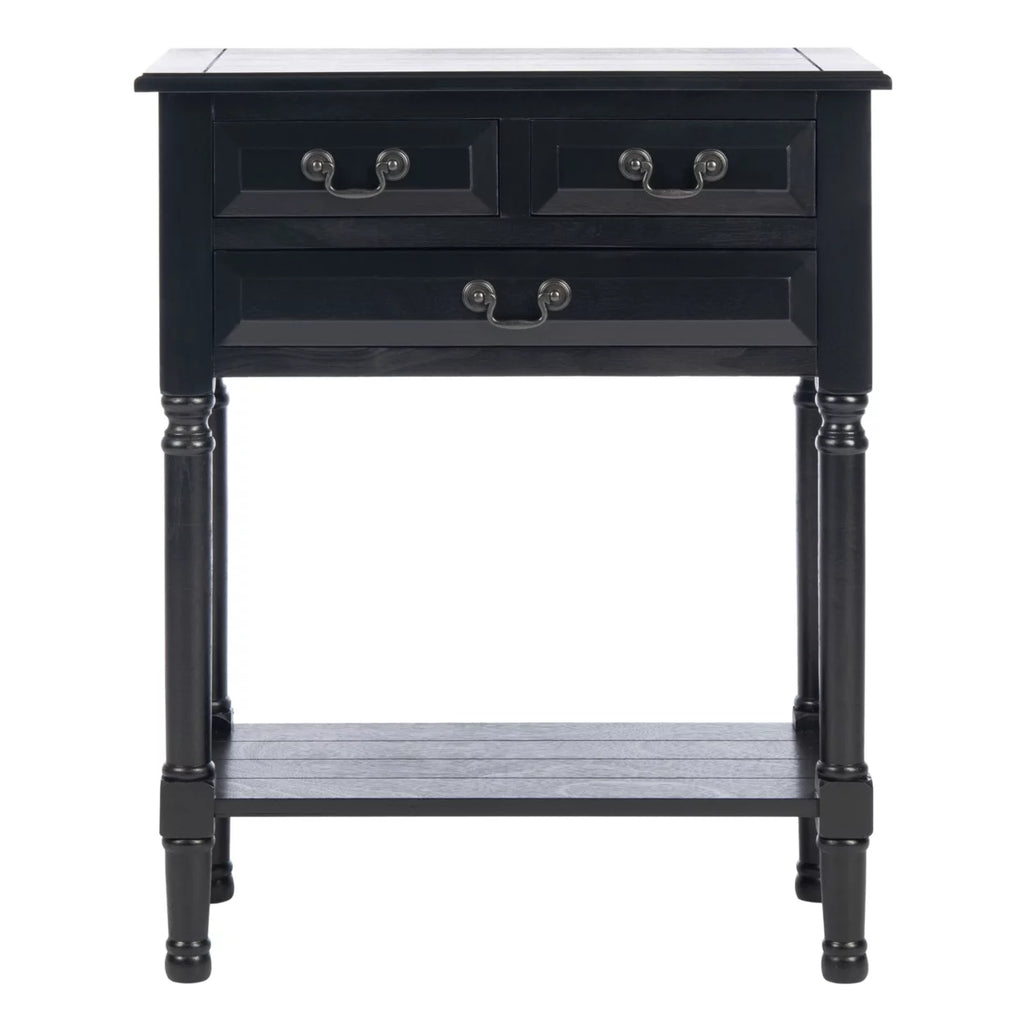 Black 3 Drawer Wood Console Table M37391