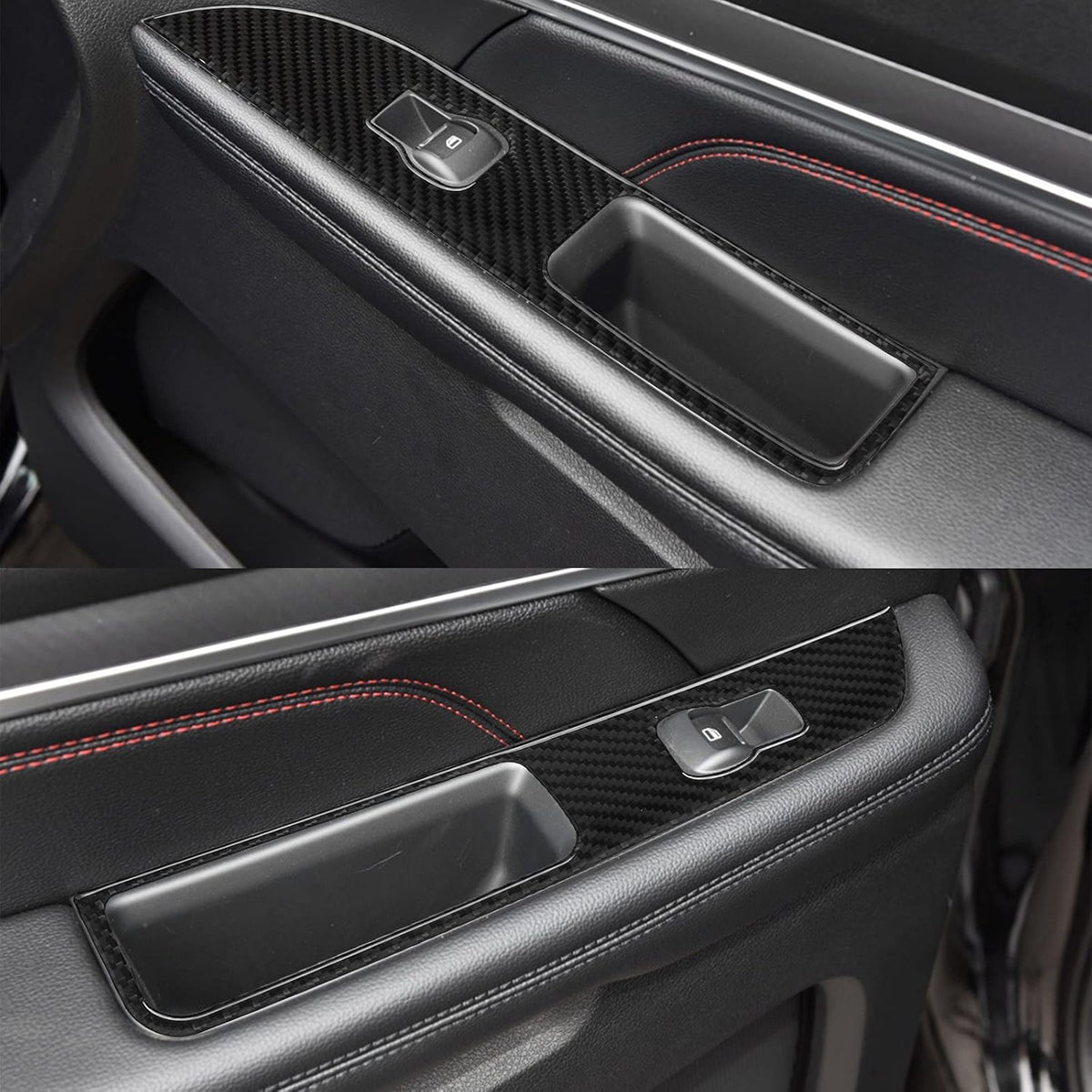 Carbon Fiber Window Switch Control Panel Cover Trim Sticker Interior Accessories for Ford Explorer 2014-2019 (Black) Pack of 2 S93928