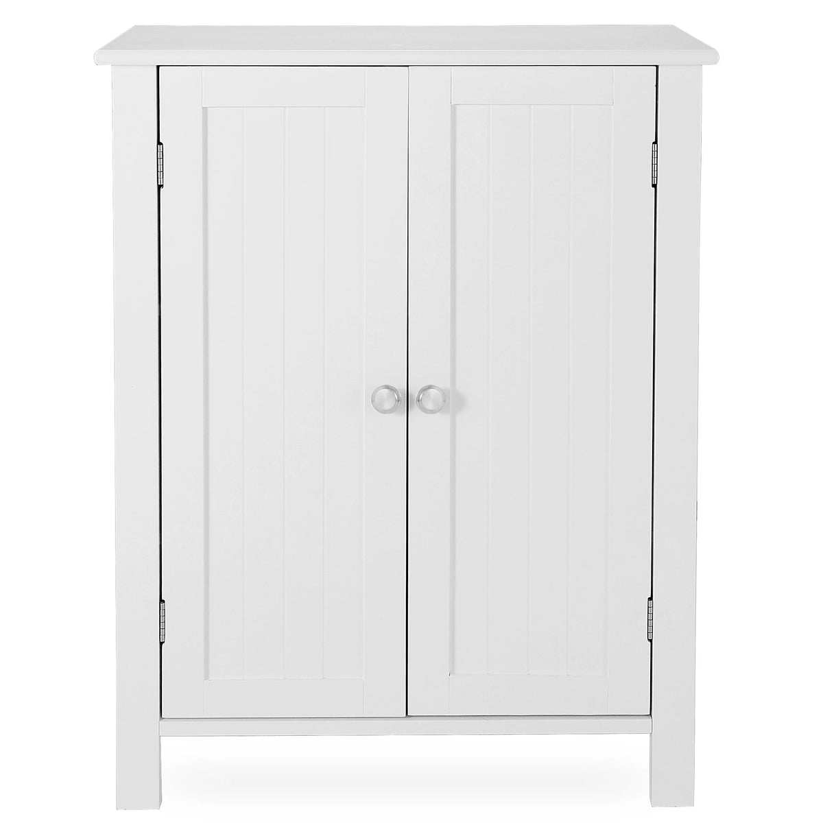 2-Door White Bathroom Floor Storage Cabinet with Adjustable Shelves H70317