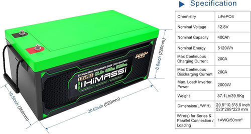 12V 400Ah Lithium Battery with 250A BMS O672