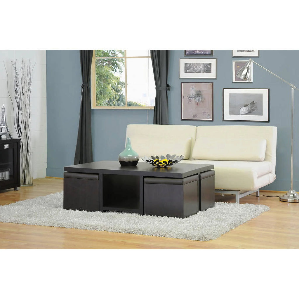 Modern Table and Stool Set with Hidden Storage H7755