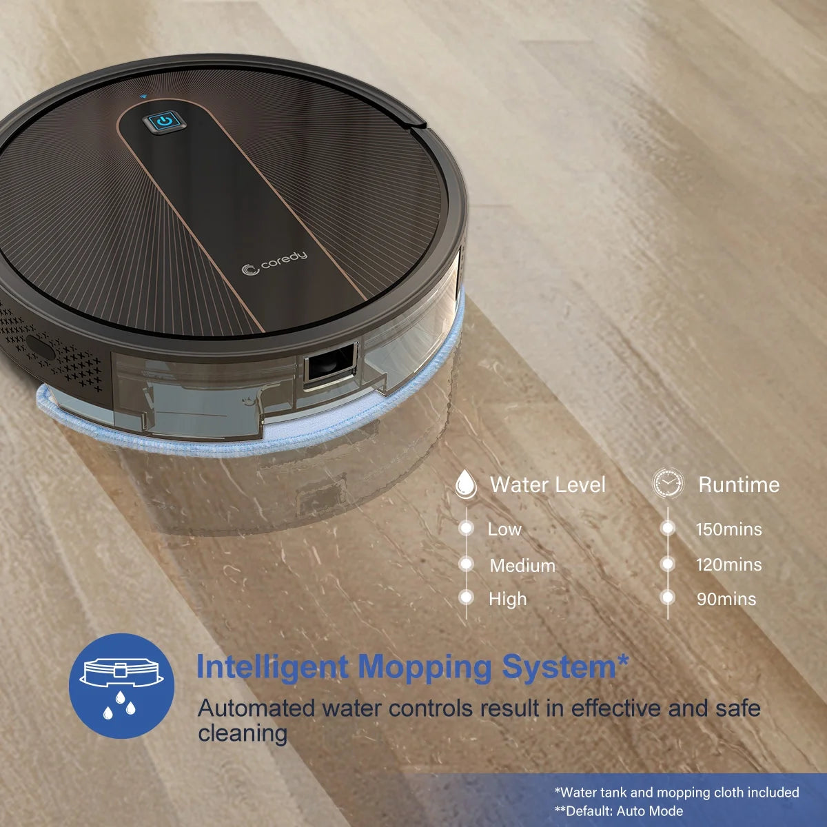 Robot Vacuum Cleaner and Mop, 2200Pa Suction P99302