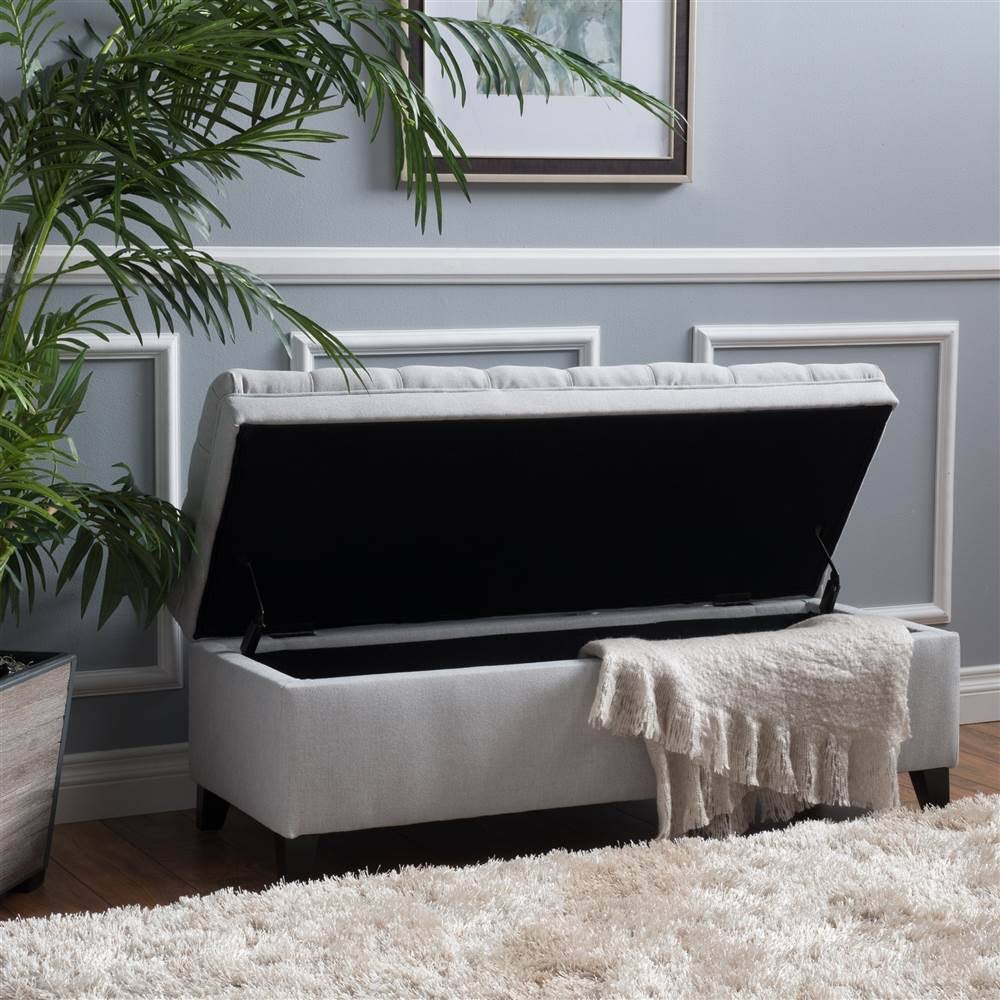 Light Gray Storage Ottoman J1802