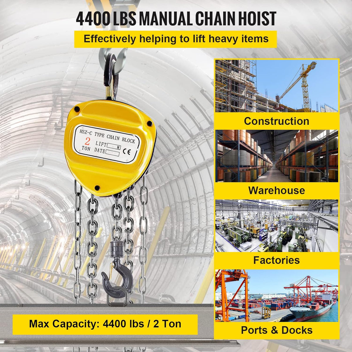 Yellow Pack of 2 Manual Chain Hoist V281