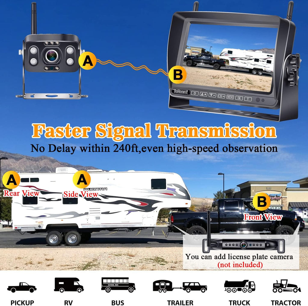 7" Touch Key DVR Monitor HD 1080P Bluetooth Backup Camera with IR Night Vision I8972