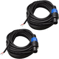 50 Foot Raw Wire to Speakon Speaker Cable, 16 Guage, Pack of 2 H979