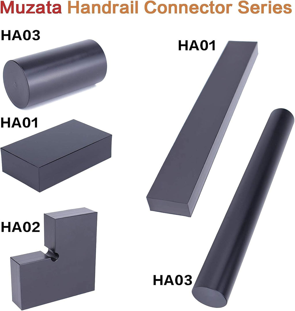 Handrail Connector 400mm Internal Spline POM Rectangular Stainless Steel Aluminum Black Q791331
