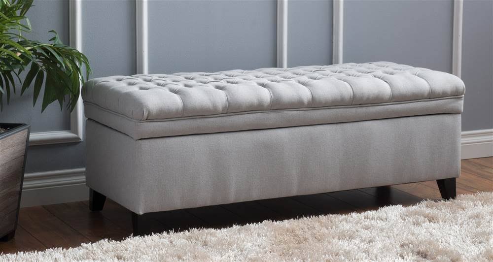 Light Gray Storage Ottoman J1802