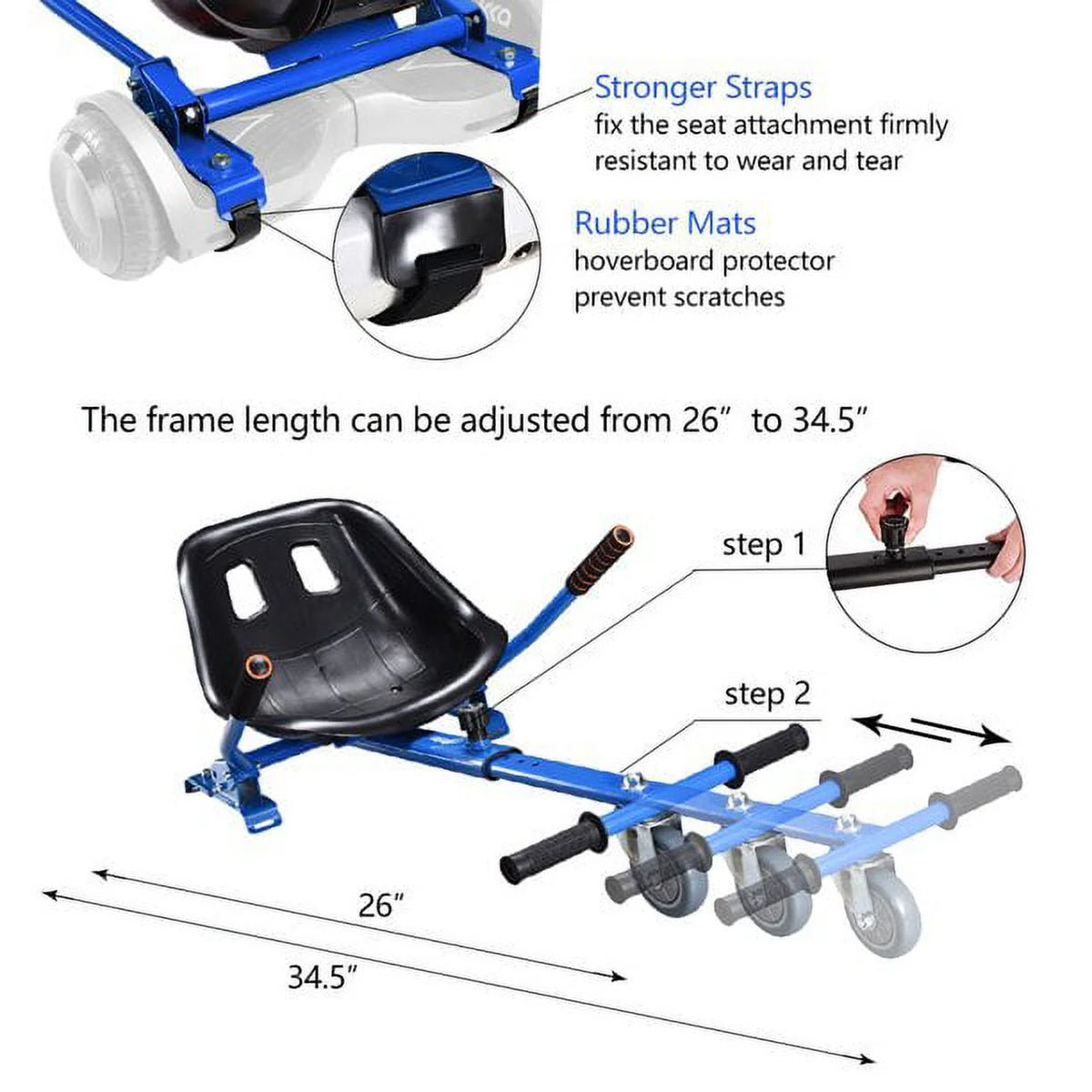 Blue Hoverboard Go Kart Attachment W926