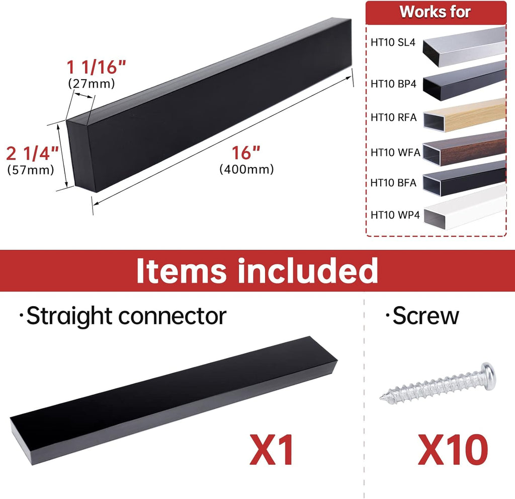 Handrail Connector 400mm Internal Spline POM Rectangular Stainless Steel Aluminum Black Q791331