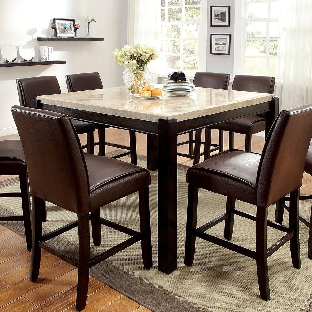 Dark Walnut Leatherette Counter Height Chair Set of 2 D9414