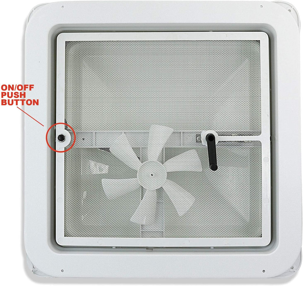 White 12V RV Roof Vent Fan with 6 Blades O55206