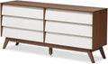 6 Drawer Double Dresser White Walnut Brown Q770